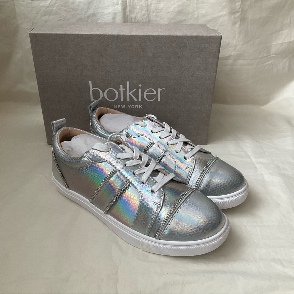 Botkier Harvey Iridescent Silver Leather Sneakers